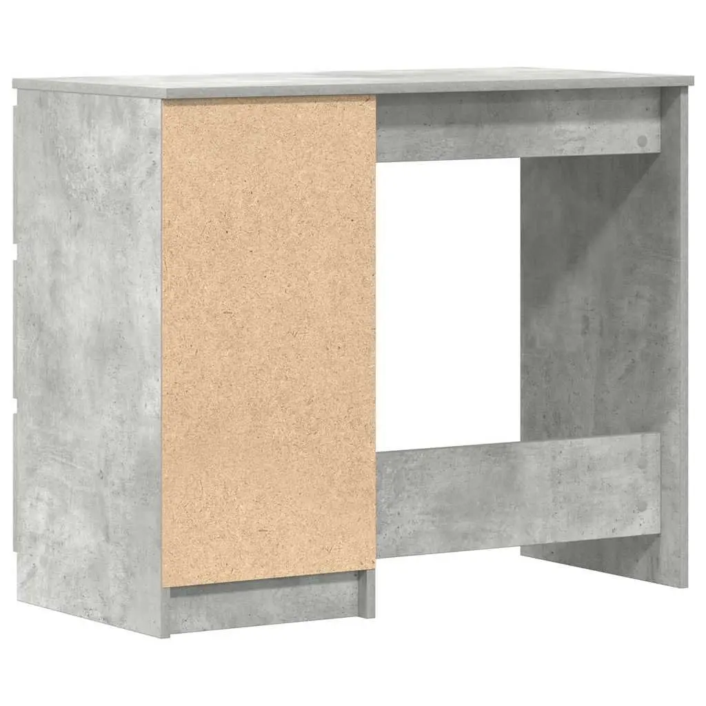 Office Desk Engineered Wood 90cm Concrete Grey Drawer Storage Compact