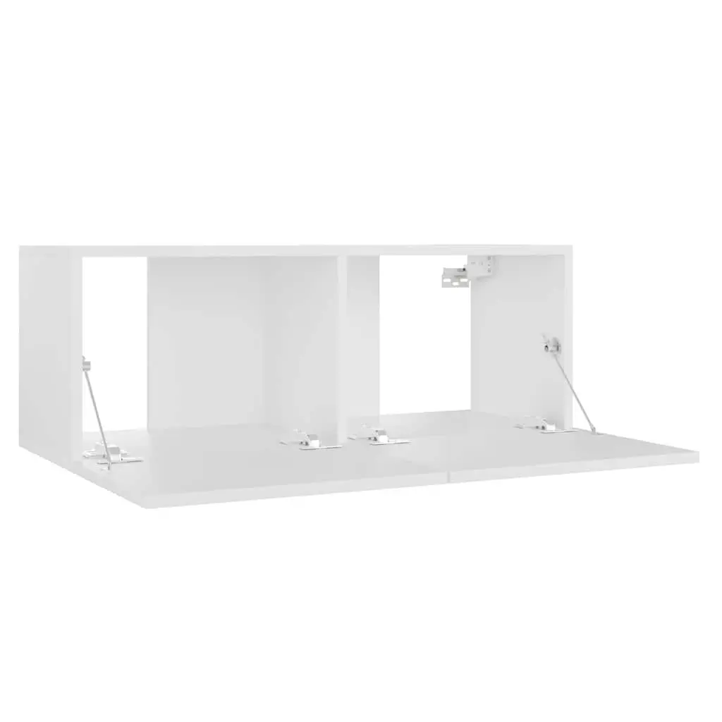 White Wall Mounted TV Cabinet 80x30x30cm Engineered Wood Storage Unit