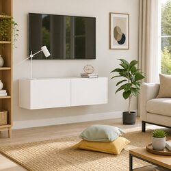 Functional White Wall-Mounted TV Cabinet for Any Room