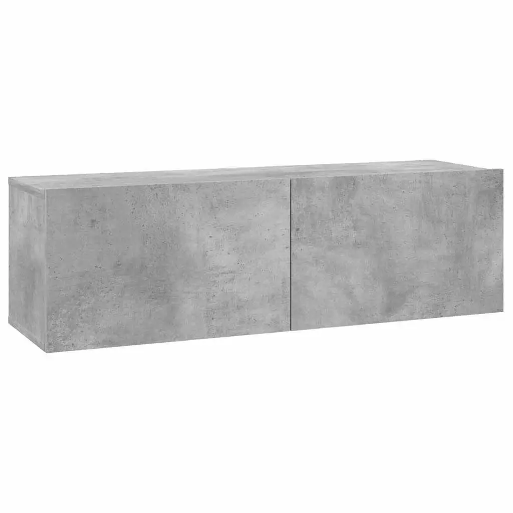 Wall-Mounted TV Cabinet Engineered Wood 100x30x30 cm Grey Storage Unit Drop-Down Doors