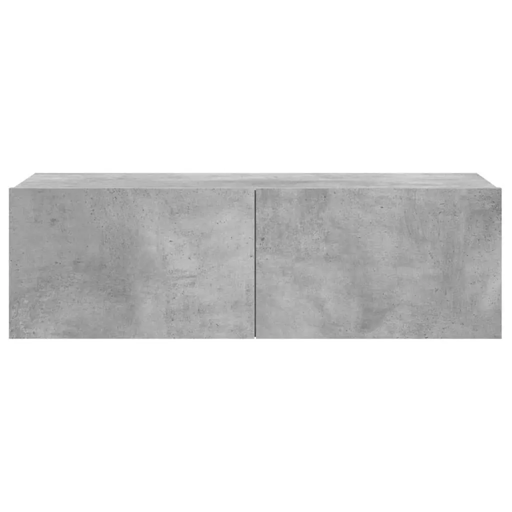Wall-Mounted TV Cabinet Engineered Wood 100x30x30 cm Grey Storage Unit Drop-Down Doors
