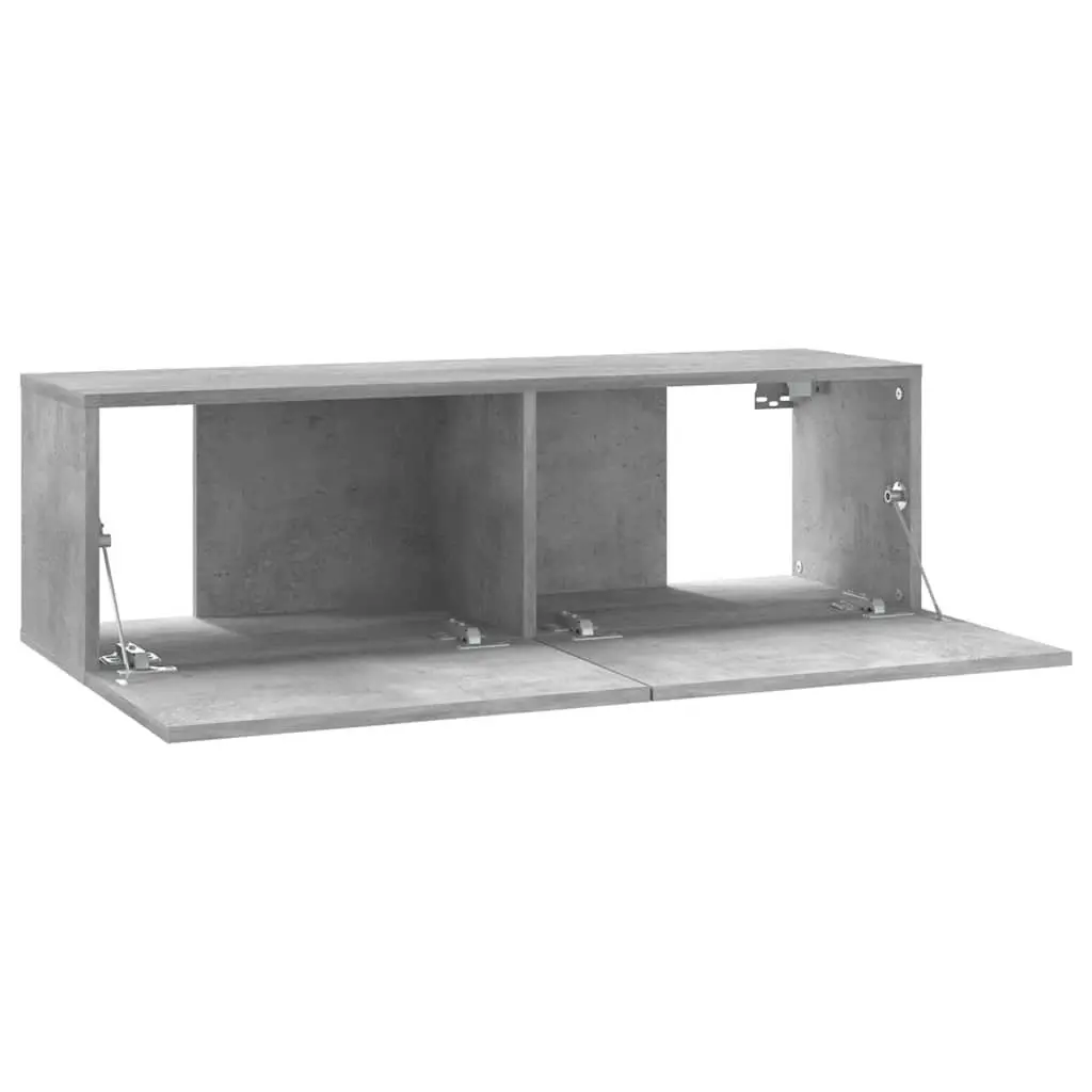 Wall-Mounted TV Cabinet Engineered Wood 100x30x30 cm Grey Storage Unit Drop-Down Doors