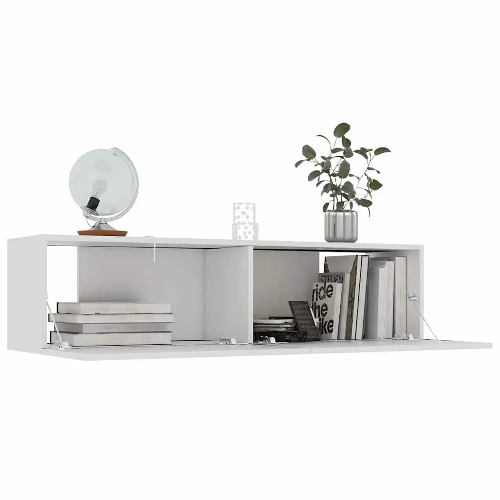 Wall-Mounted TV Cabinet Engineered Wood 120x30x30 cm White Storage Unit Drop-Down Doors