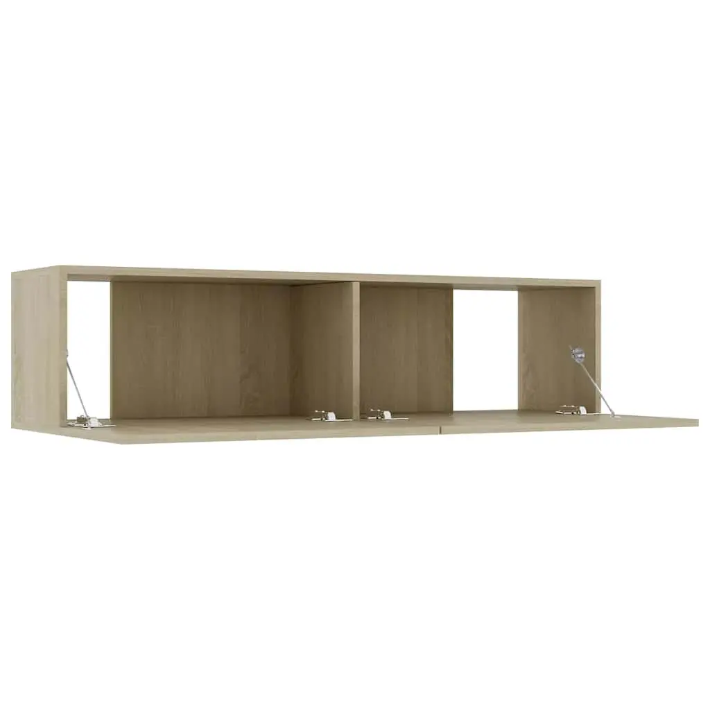 Wall-Mounted TV Cabinet Engineered Wood 120x30x30 cm Brown Drop-Down Doors Storage Unit