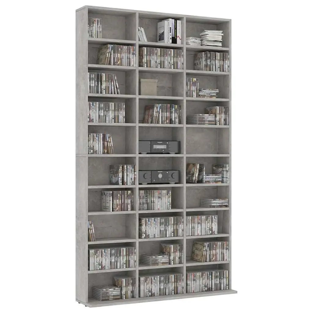 CD Cabinet Engineered Wood 102cm x 16cm x 177.5cm Grey 30 Compartments