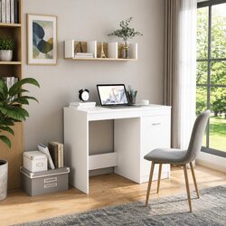 White Office Desk with Storage Cabinet 100x50x76 cm Writing Table Study