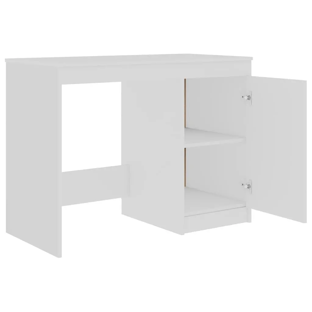 Office Desk Engineered Wood 100x50x76 cm White with Storage Cabinet