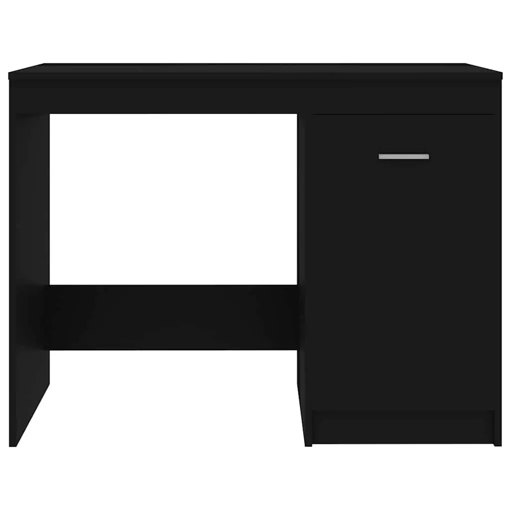 Black Office Desk with Storage Cabinet Modern Design Writing Table 100x50x76cm