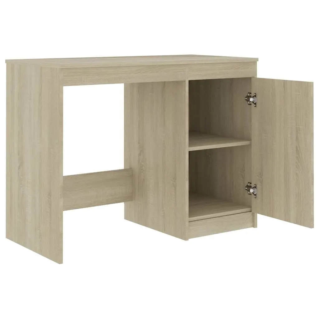 Office Desk Engineered Wood Brown With Storage Cabinet 100x50x76cm Writing Table Study Workstation