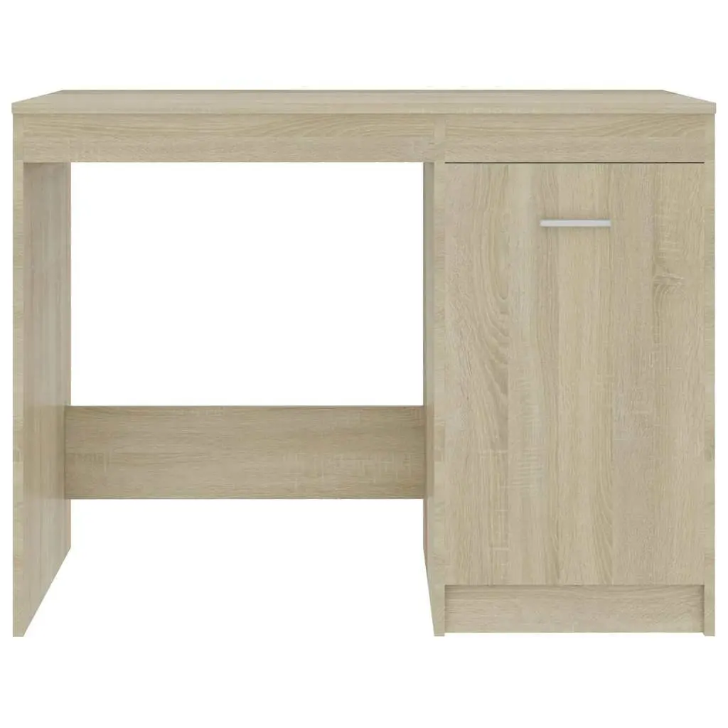 Office Desk Engineered Wood Brown With Storage Cabinet 100x50x76cm Writing Table Study Workstation