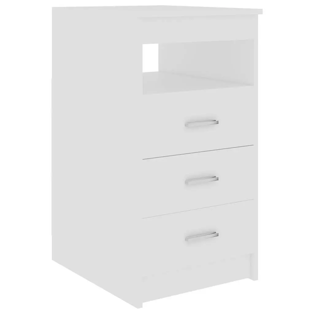 Storage Cabinet Engineered Wood 40 x 50 x 76 cm White 3 Drawer Organiser Shelf Unit