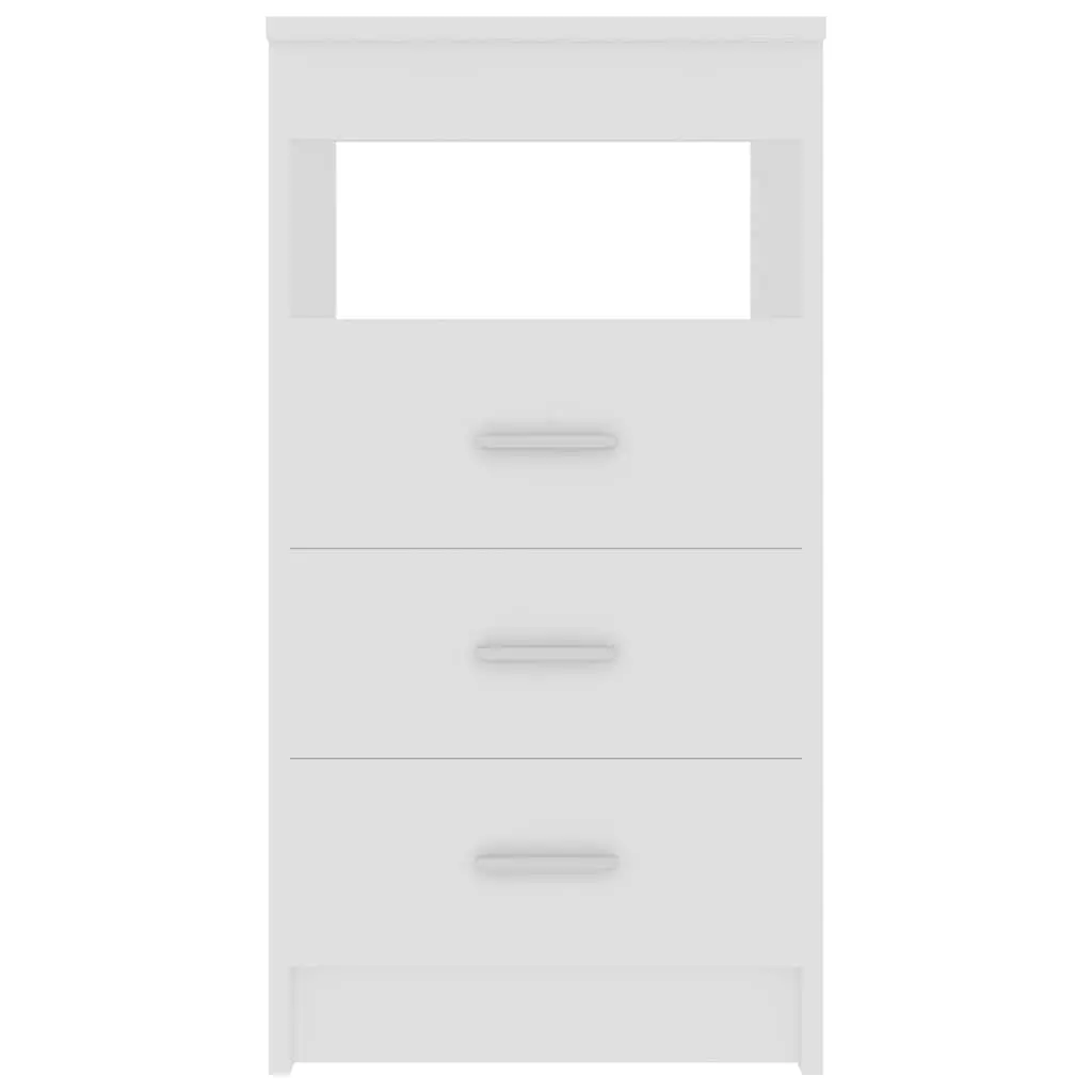 Storage Cabinet Engineered Wood 40 x 50 x 76 cm White 3 Drawer Organiser Shelf Unit