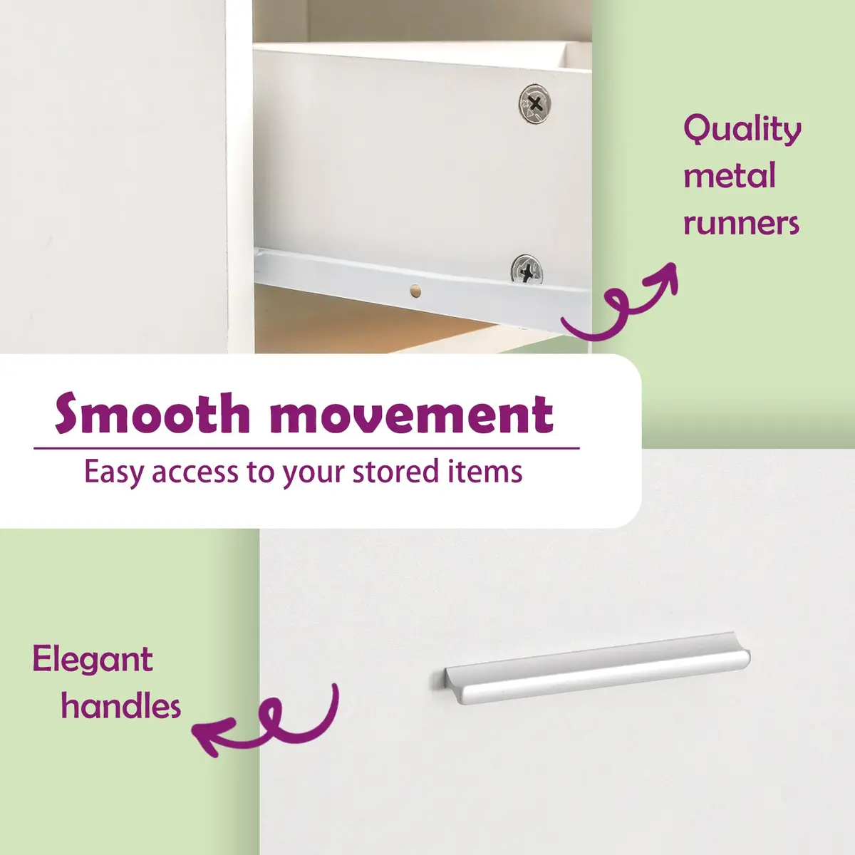 Storage Cabinet Engineered Wood 40 x 50 x 76 cm White 3 Drawer Organiser Shelf Unit
