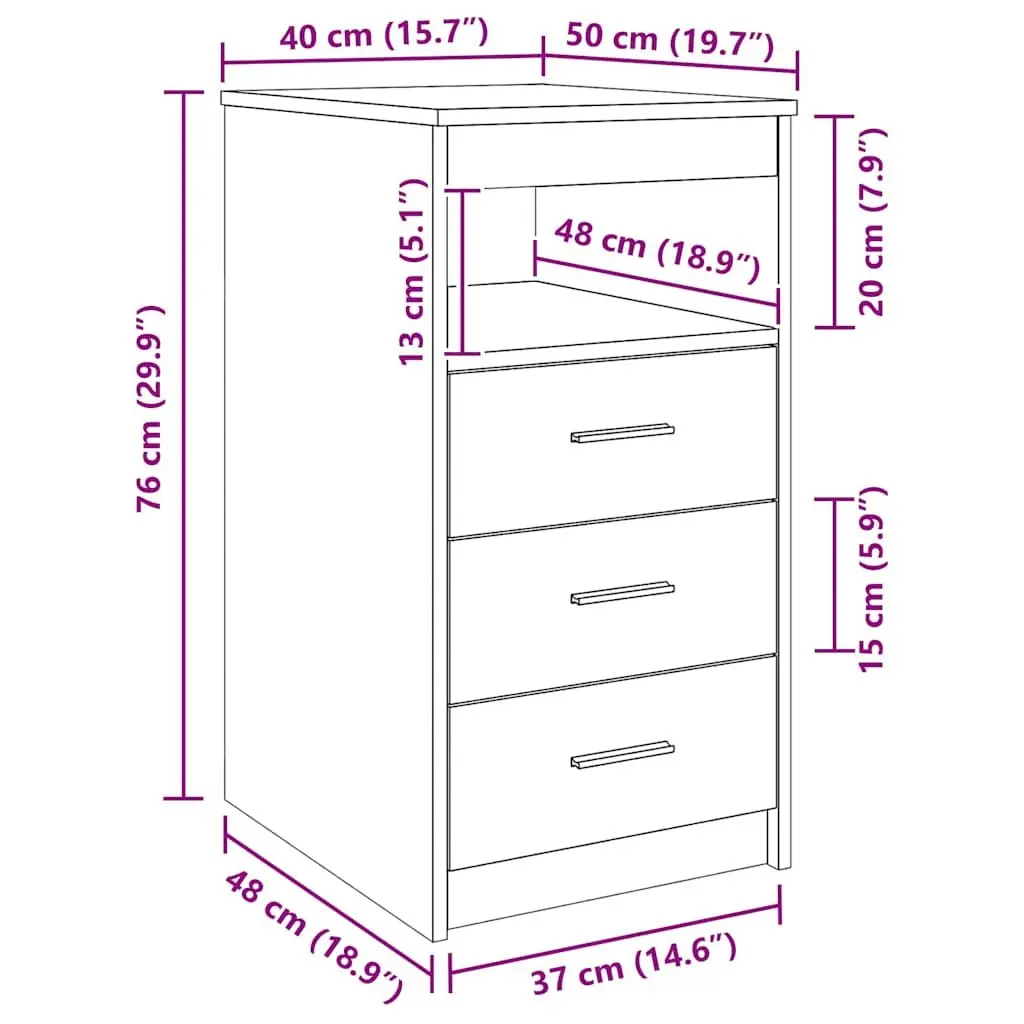 Drawer Cabinet Engineered Wood 40 x 50 x 76 cm Brown