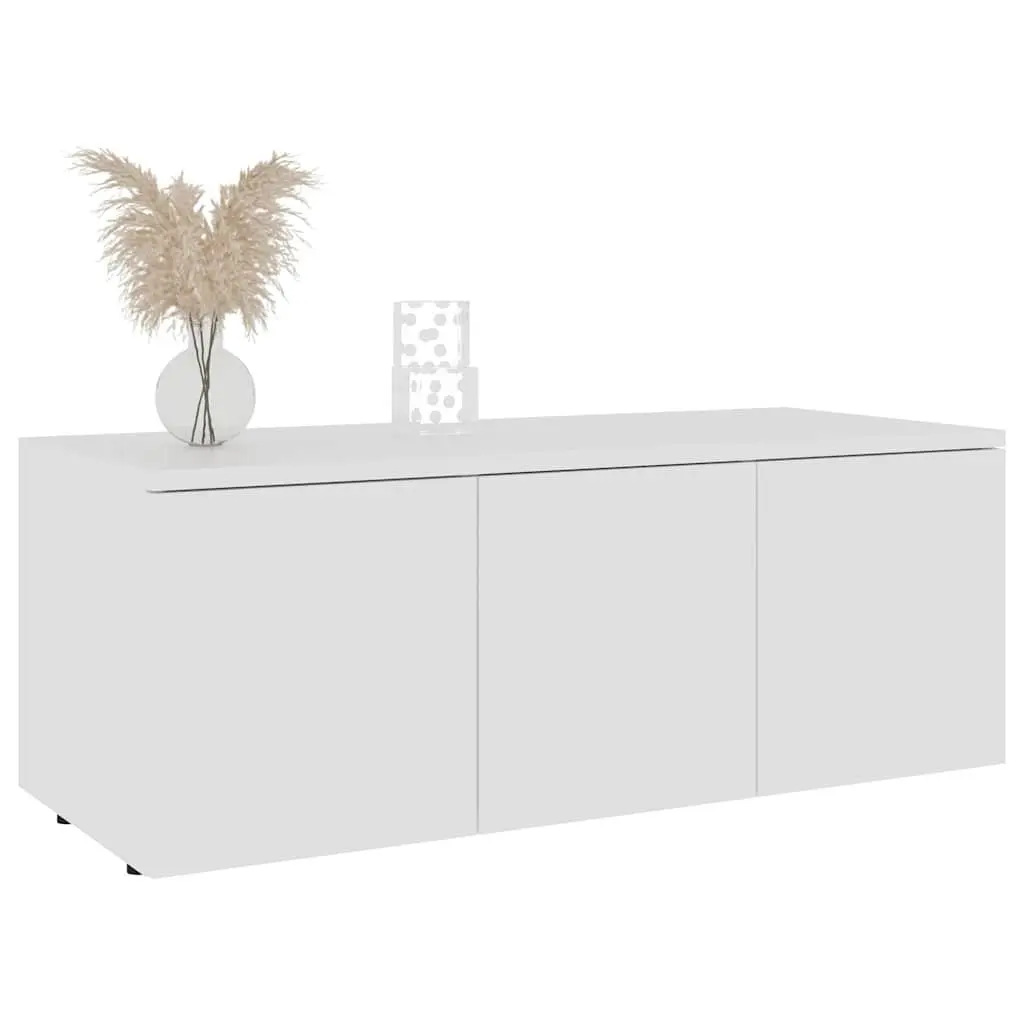White TV Cabinet 80x34x30 cm with 3 Drawers Storage Unit for Living Room