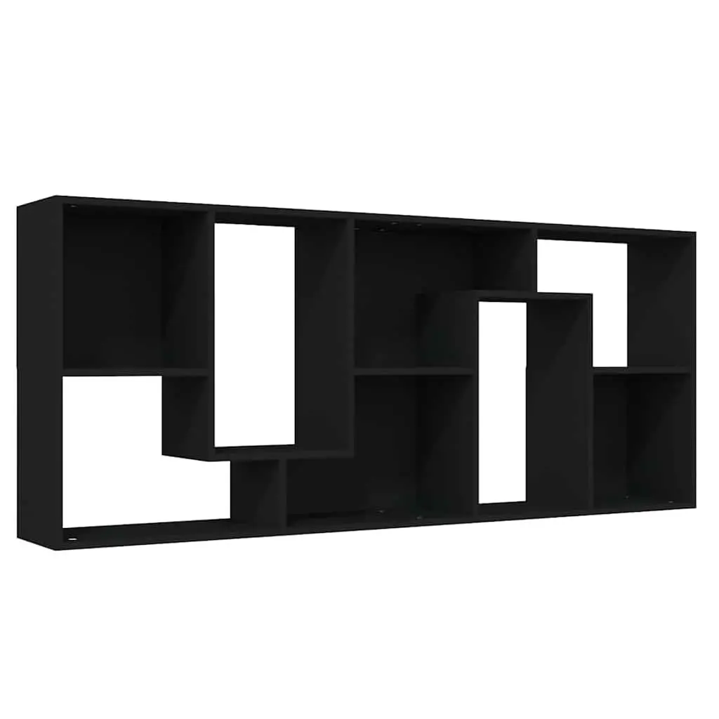 Engineered Wood Book Storage Unit Black 67x24x161cm Multiple Compartments Shelving Cabinet