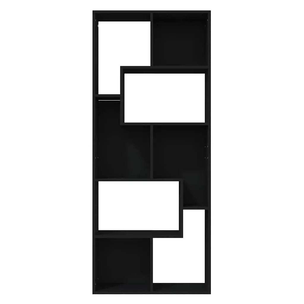 Engineered Wood Book Storage Unit Black 67x24x161cm Multiple Compartments Shelving Cabinet