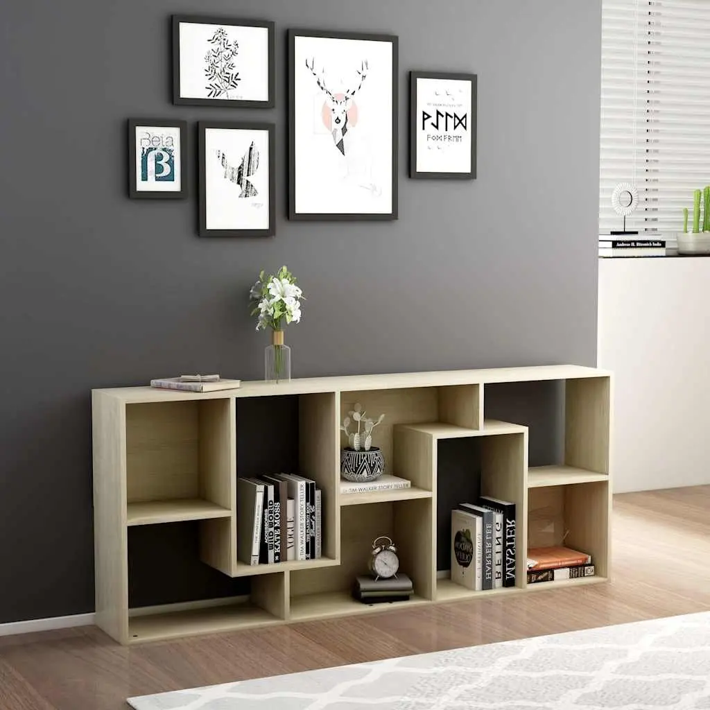 Book Cabinet Engineered Wood 67L x 24W x 161H cm Brown Sonoma Oak Bookshelf Storage Shelving Unit