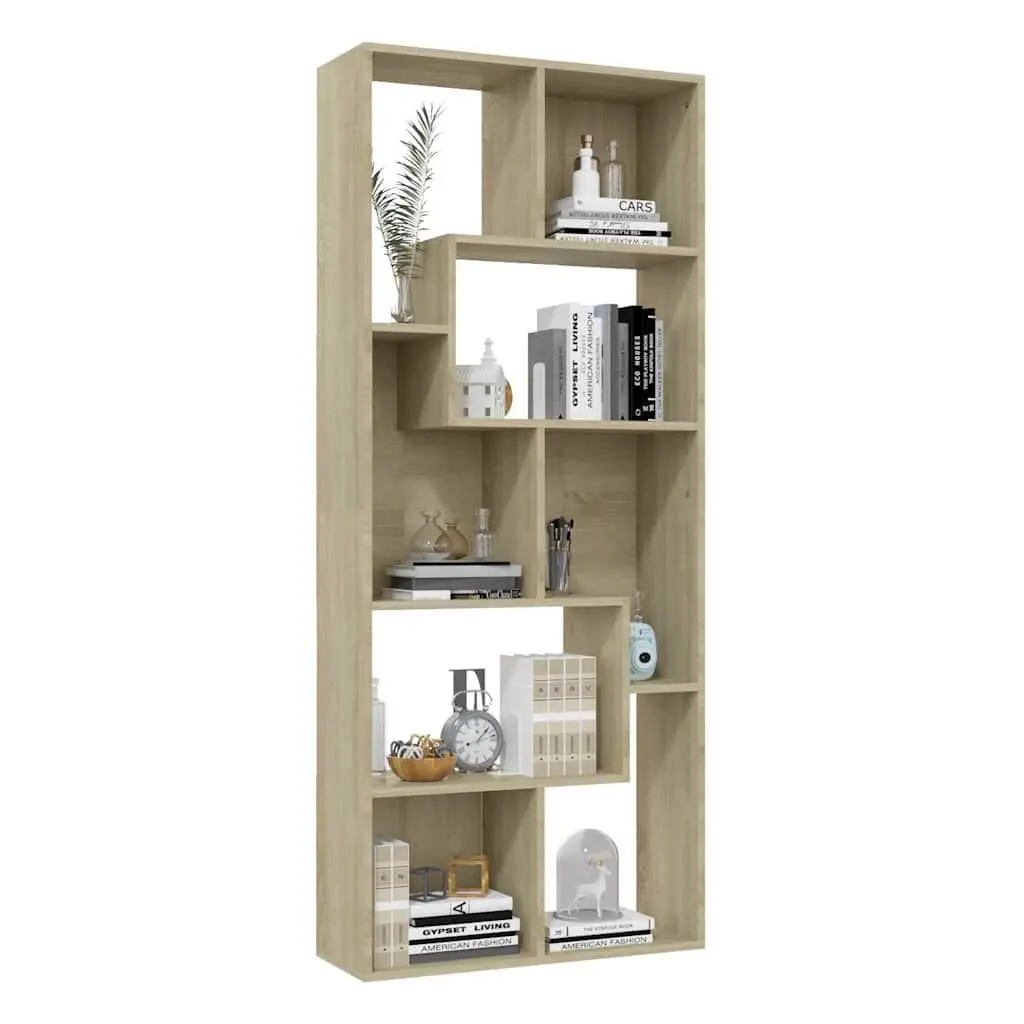 Book Cabinet Engineered Wood 67L x 24W x 161H cm Brown Sonoma Oak Bookshelf Storage Shelving Unit