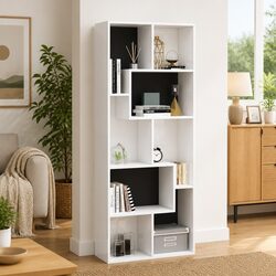 Book Cabinet High Gloss White Storage Shelving Unit Engineered Wood 67x24x161cm