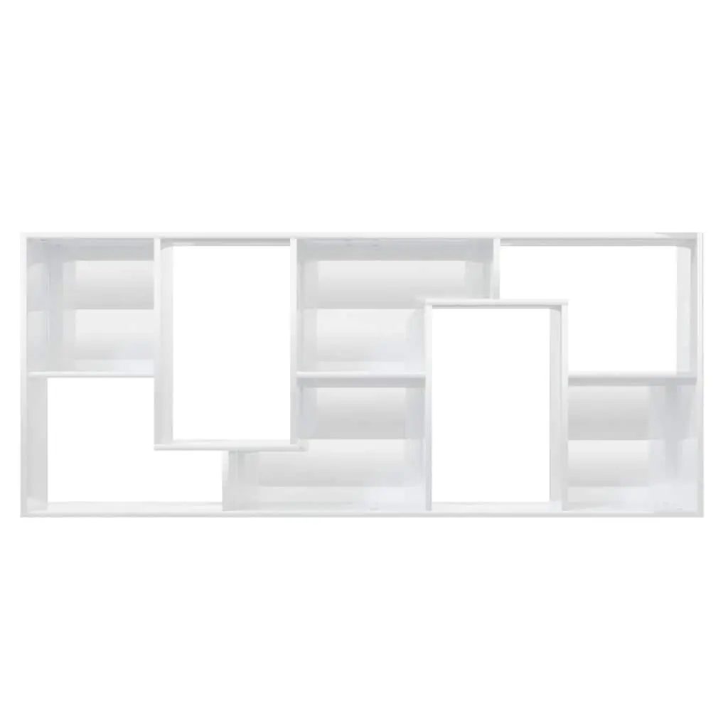 Storage Shelving Unit Engineered Wood High Gloss White 67cm x 24cm x 161cm Book Cabinet
