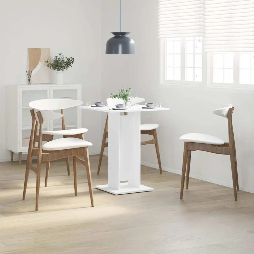 Bistro Table Engineered Wood White 60x60x75 cm High Dining Room Kitchen Table