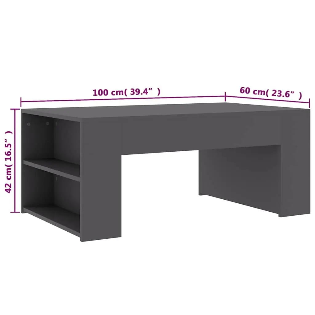 Coffee Table 100x60x42cm Engineered Wood Grey Living Room Accent Furniture