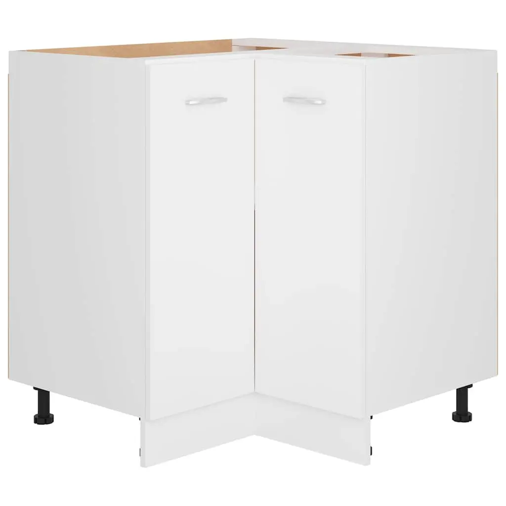 White Corner Bottom Cabinet Kitchen Storage Engineered Wood 75.5x75.5x81.5cm