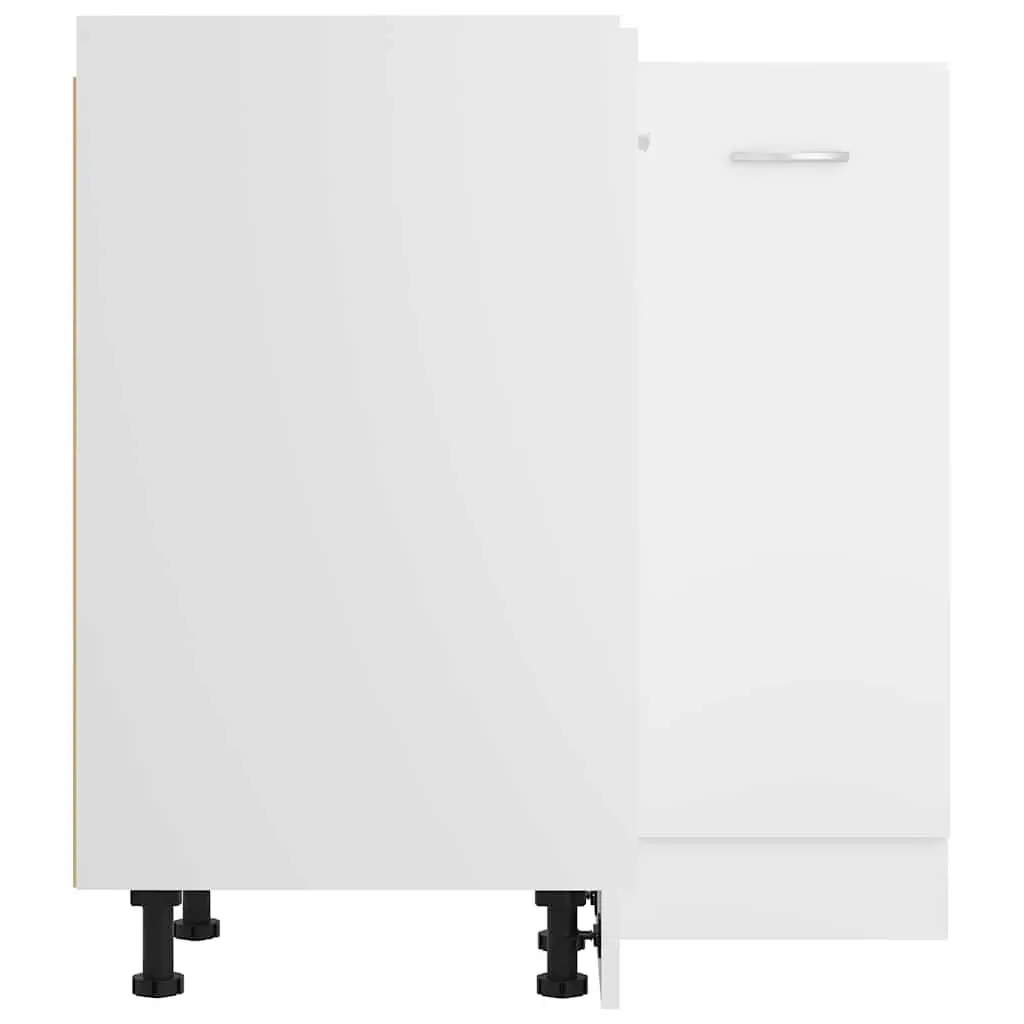 White Corner Bottom Cabinet Kitchen Storage Engineered Wood 75.5x75.5x81.5cm