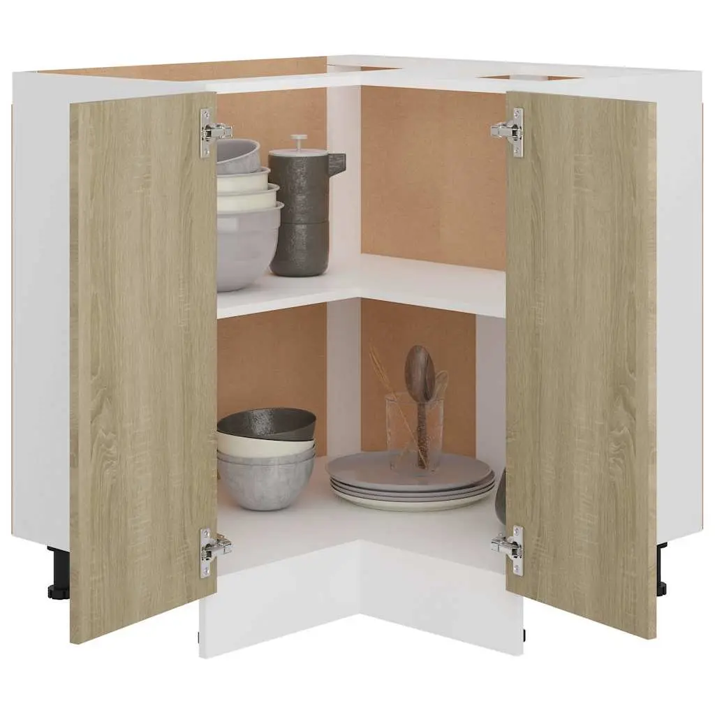 Corner Bottom Cabinet Kitchen Storage Cupboard Brown Engineered Wood 75.5x81.5