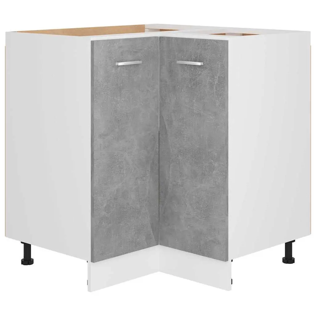Corner Bottom Kitchen Cabinet Engineered Wood 75.5W x 75.5D x 81.5H cm Grey Storage Unit with Shelves and Doors