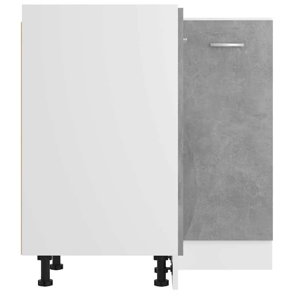 Corner Bottom Kitchen Cabinet Engineered Wood 75.5W x 75.5D x 81.5H cm Grey Storage Unit with Shelves and Doors