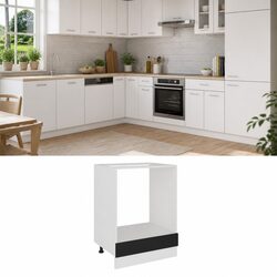 Black Oven Cabinet Kitchen Storage Engineered Wood Shelf Organiser 60x46x81.5cm