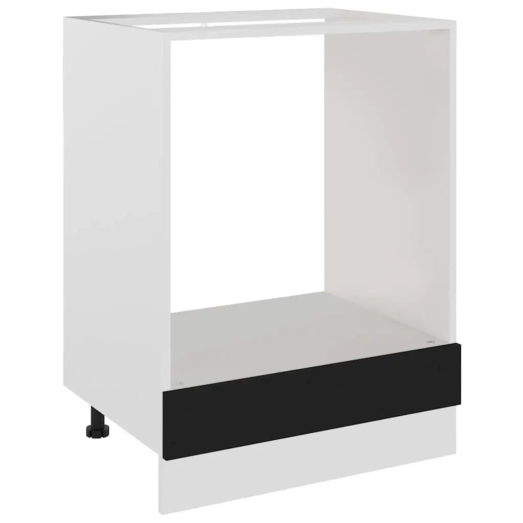 Oven Cabinet Engineered Wood Organiser Storage Shelf Black 60x46x81.5cm