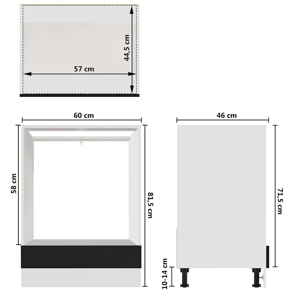 Oven Cabinet Engineered Wood Organiser Storage Shelf Black 60x46x81.5cm