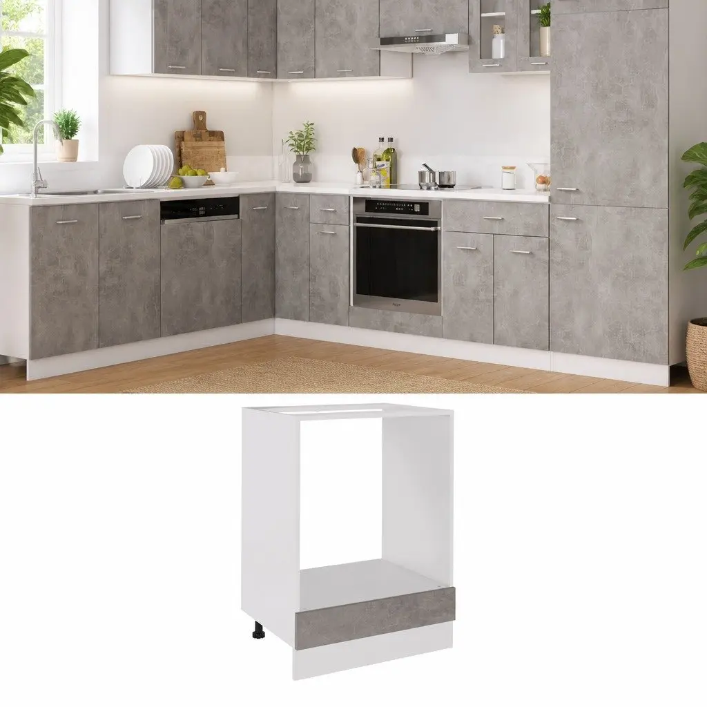 Oven Cabinet Engineered Wood 60 x 46 x 81.5 cm Grey Kitchen Storage Furniture