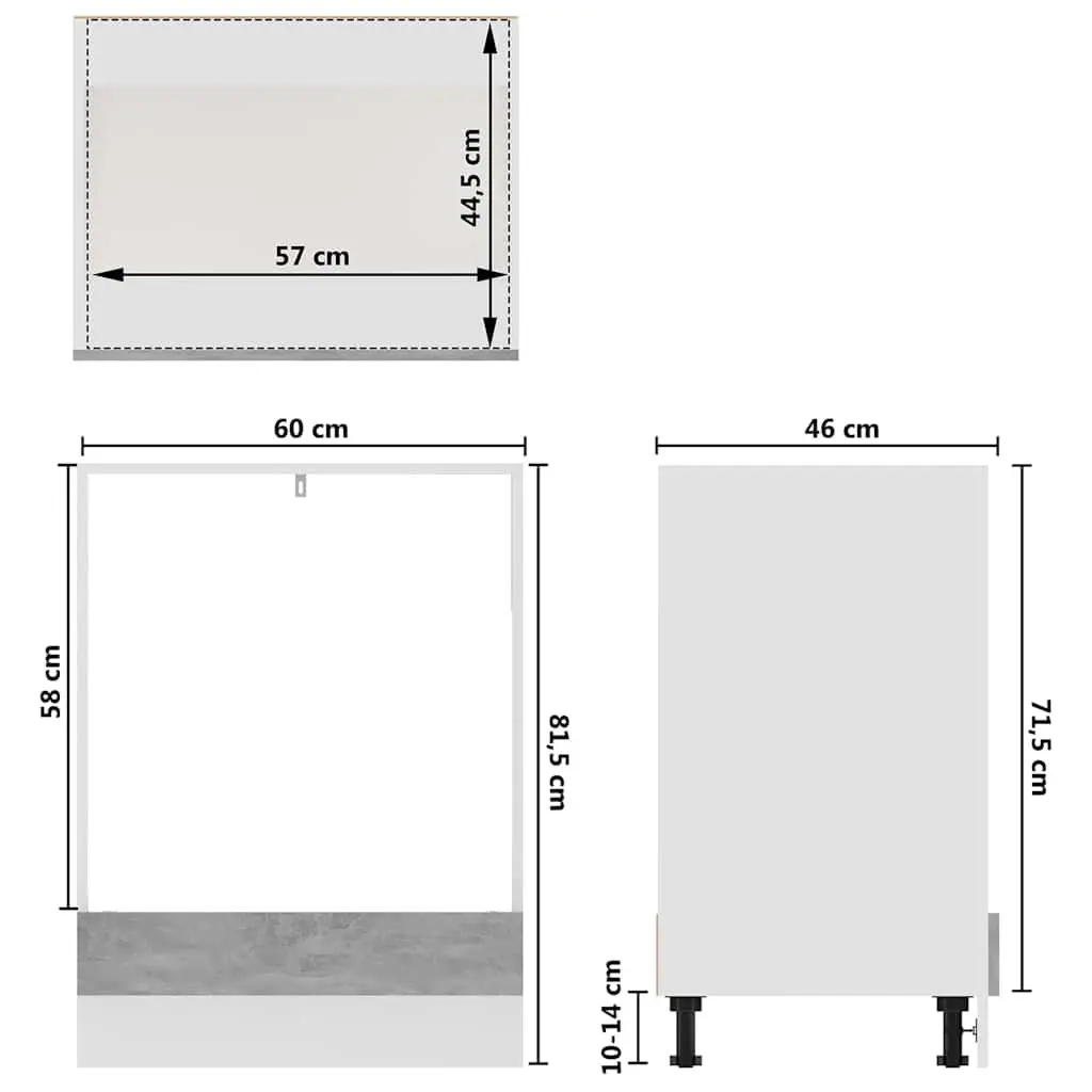 Oven Cabinet Engineered Wood 60 x 46 x 81.5 cm Grey Kitchen Storage Furniture