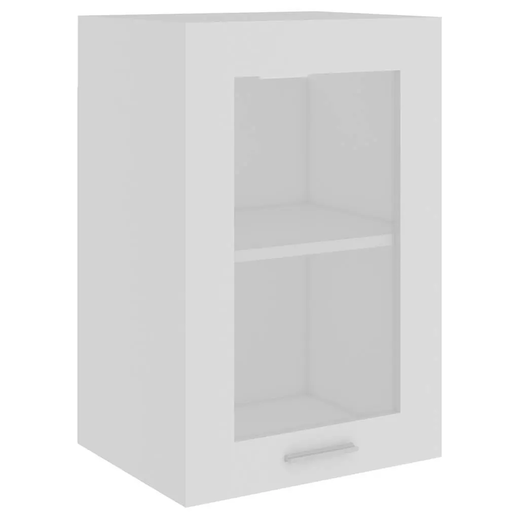 Hanging Glass Kitchen Cabinet Engineered Wood White 40 x 31 x 60 cm