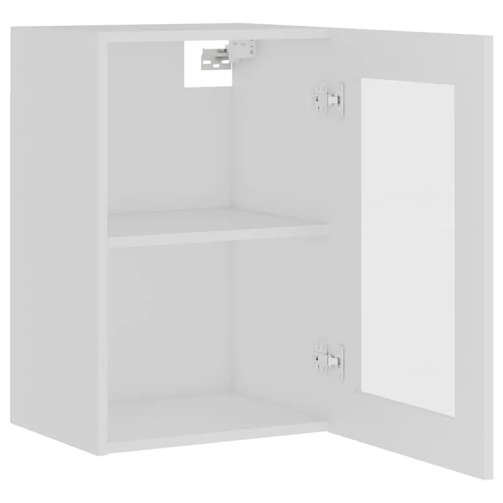 Hanging Glass Kitchen Cabinet Engineered Wood White 40 x 31 x 60 cm