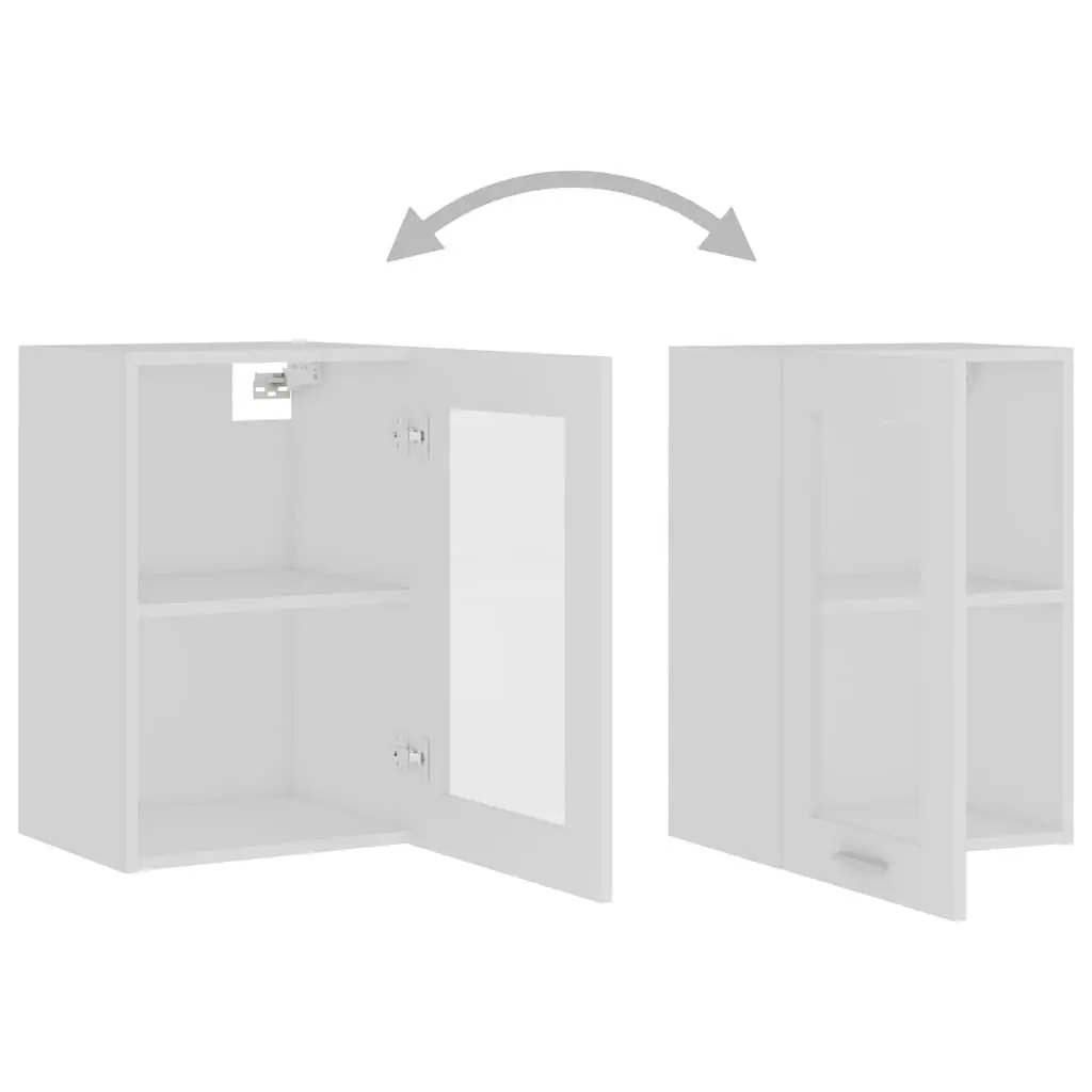 Hanging Glass Kitchen Cabinet Engineered Wood White 40 x 31 x 60 cm