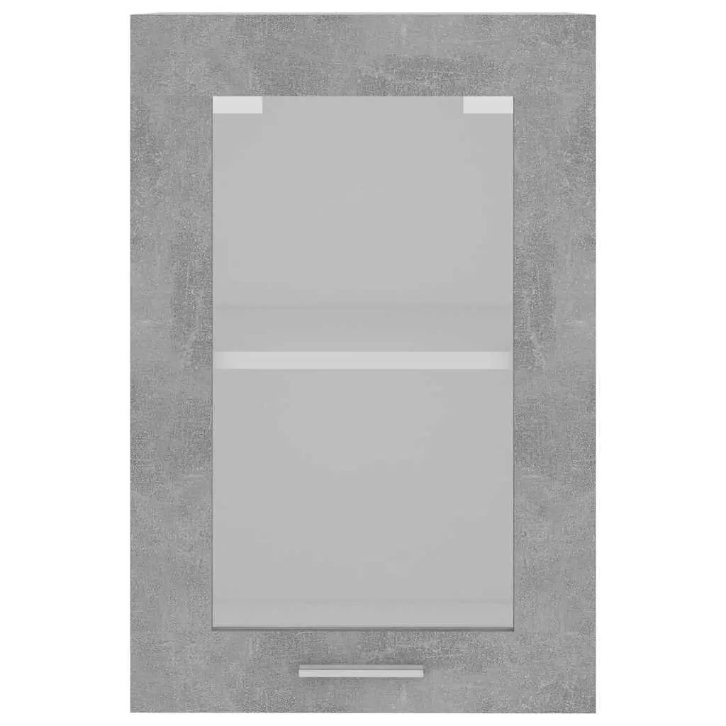 Hanging Glass Kitchen Cabinet Grey Storage Shelves Engineered Wood 40x31x60cm