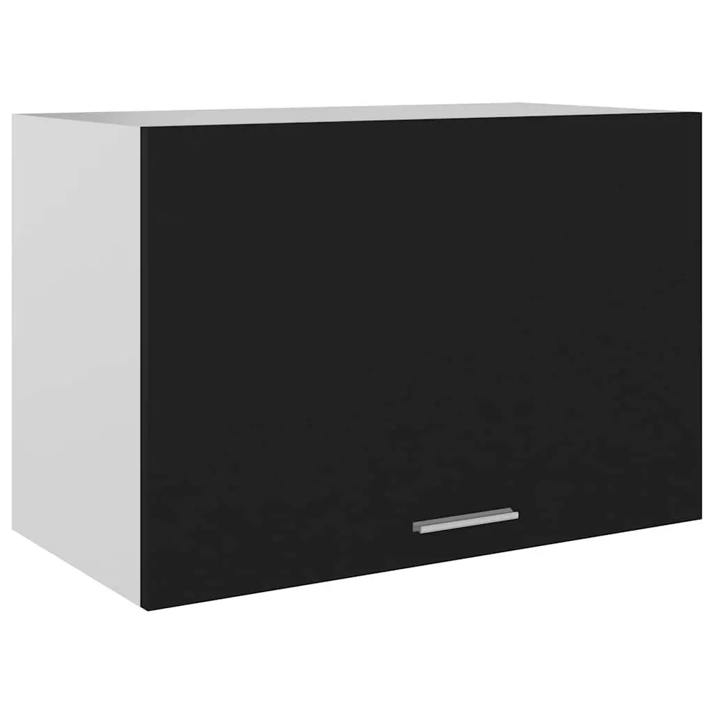 Black Hanging Kitchen Cabinet Storage Cupboard Engineered Wood Flip-Up Door