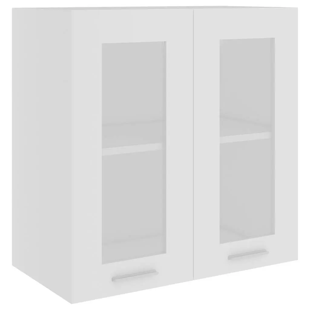 Hanging Glass Cabinet Wall-Mounted Storage Engineered Wood 60x31x60cm White