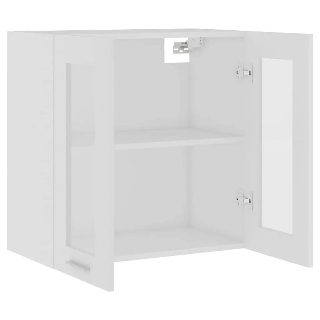Hanging Glass Cabinet Wall-Mounted Storage Engineered Wood 60x31x60cm White