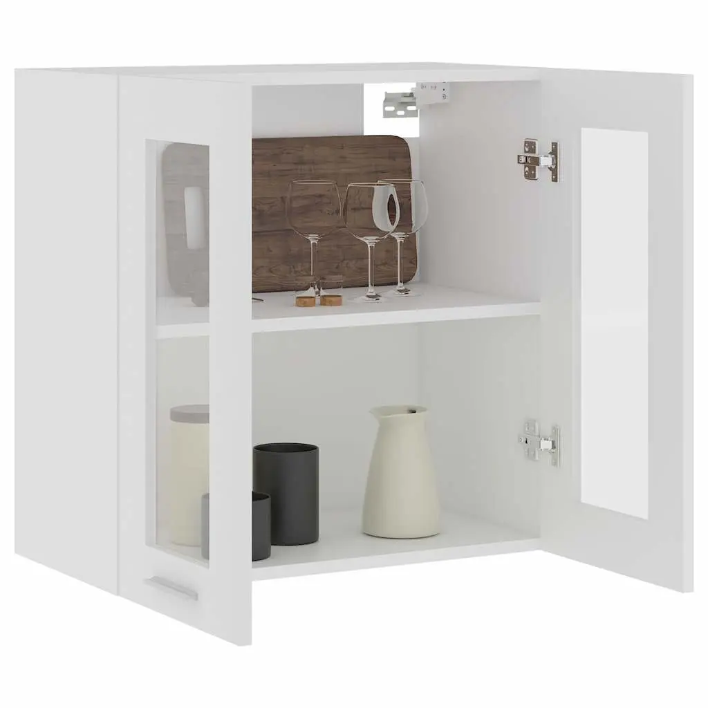 Hanging Glass Cabinet Wall-Mounted Storage Engineered Wood 60x31x60cm White