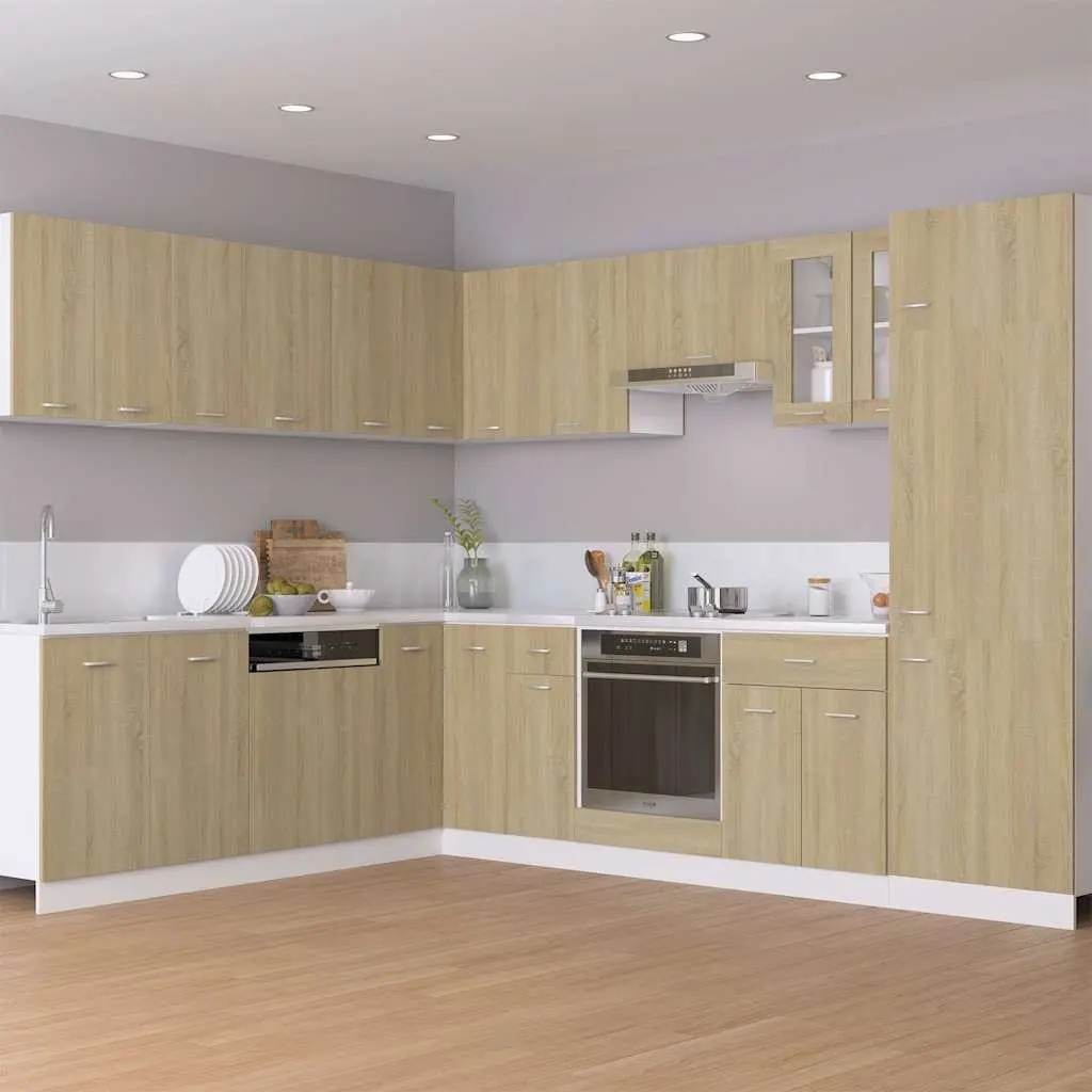 Hanging Glass Kitchen Cabinet Brown Storage Shelves Engineered Wood Furniture
