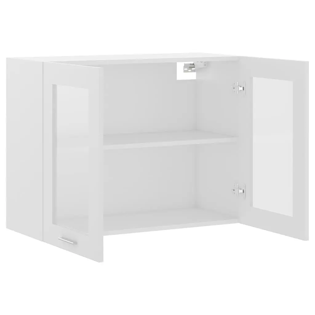 Hanging Glass Cabinet Engineered Wood 80x31x60cm White Kitchen Wall Storage Cupboard 2 Doors
