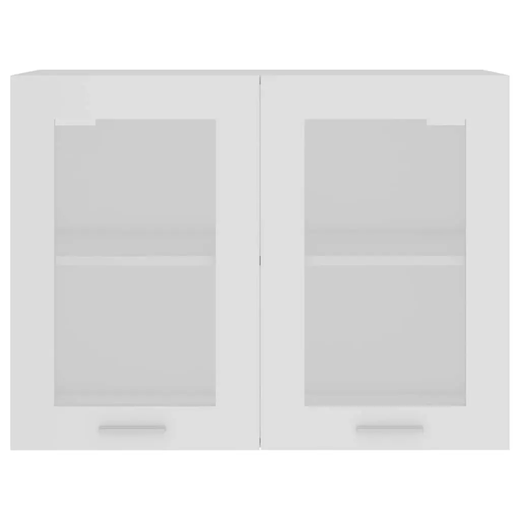 Hanging Glass Cabinet Engineered Wood 80x31x60cm White Kitchen Wall Storage Cupboard 2 Doors