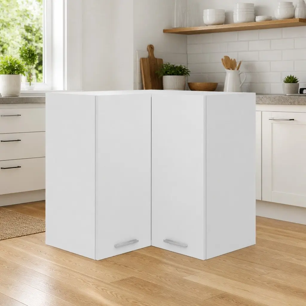 White Hanging Corner Cabinet for Kitchen Use