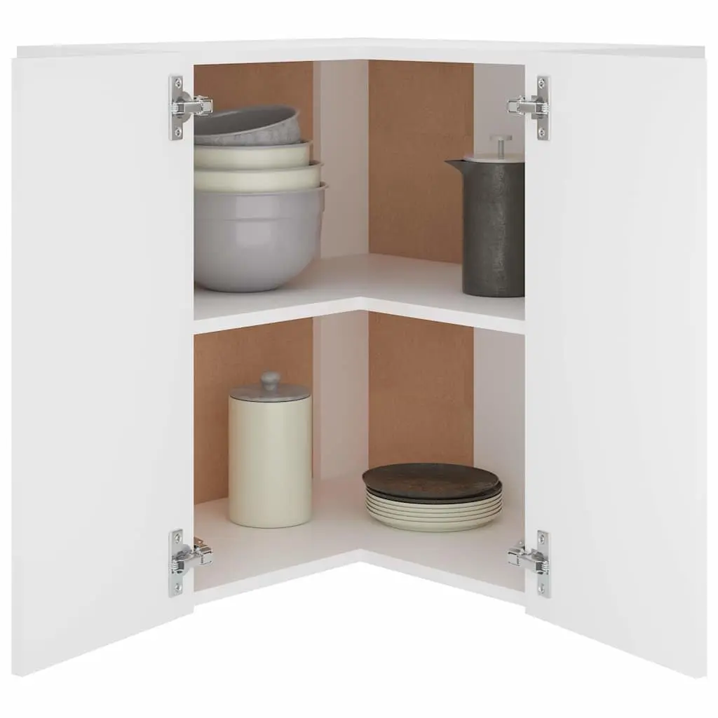 White Hanging Corner Cabinet for Kitchen Use